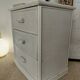 Vintage cane chest of drawers with 3 drawers - white patinated wood - seaside spirit