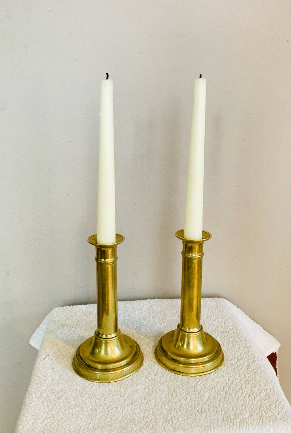Pair of Louis Philippe candlesticks from the 19th century in solid brass