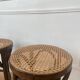 Paire de tabourets viennois bois courbe et cannage années 50