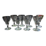8 small old chiseled glasses