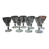 8 small old chiseled glasses