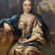 Tableau ancien, portrait d’une femme galante signé, début XVIII siècle