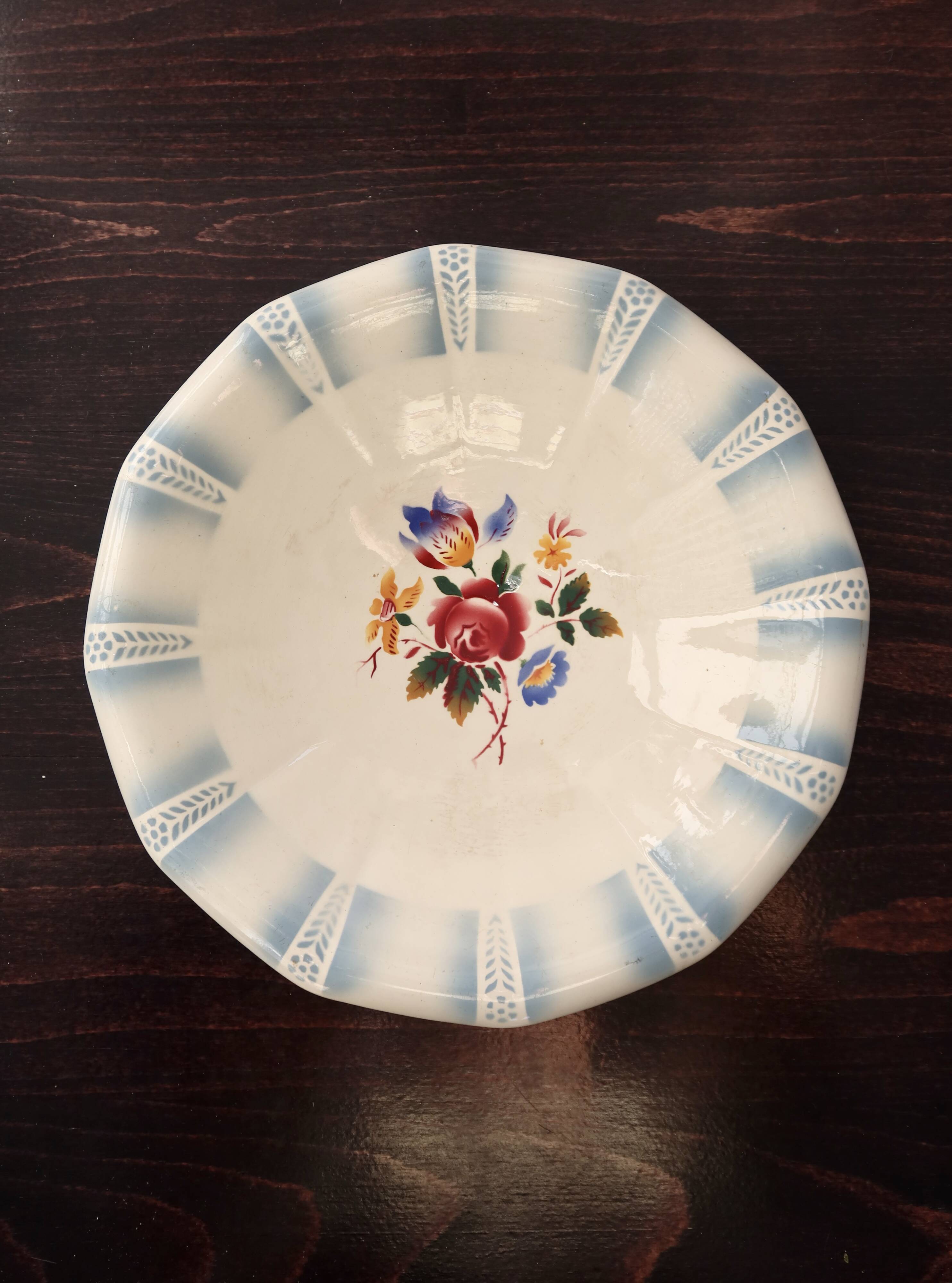 Saladier vintage Sarreguemines - Modèle Claude - Faïence fleurie