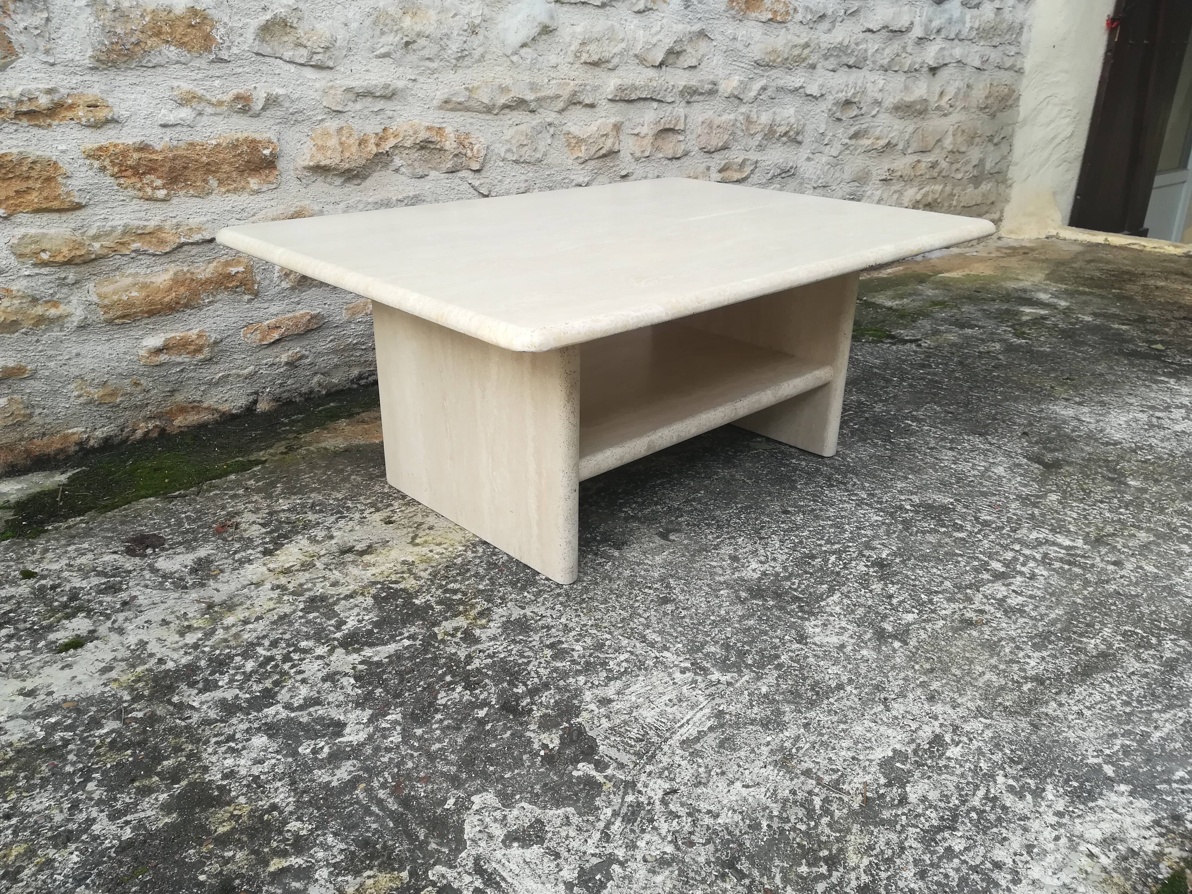 Travertine coffee table