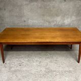 Vintage oak farm table with compass legs, 1950s