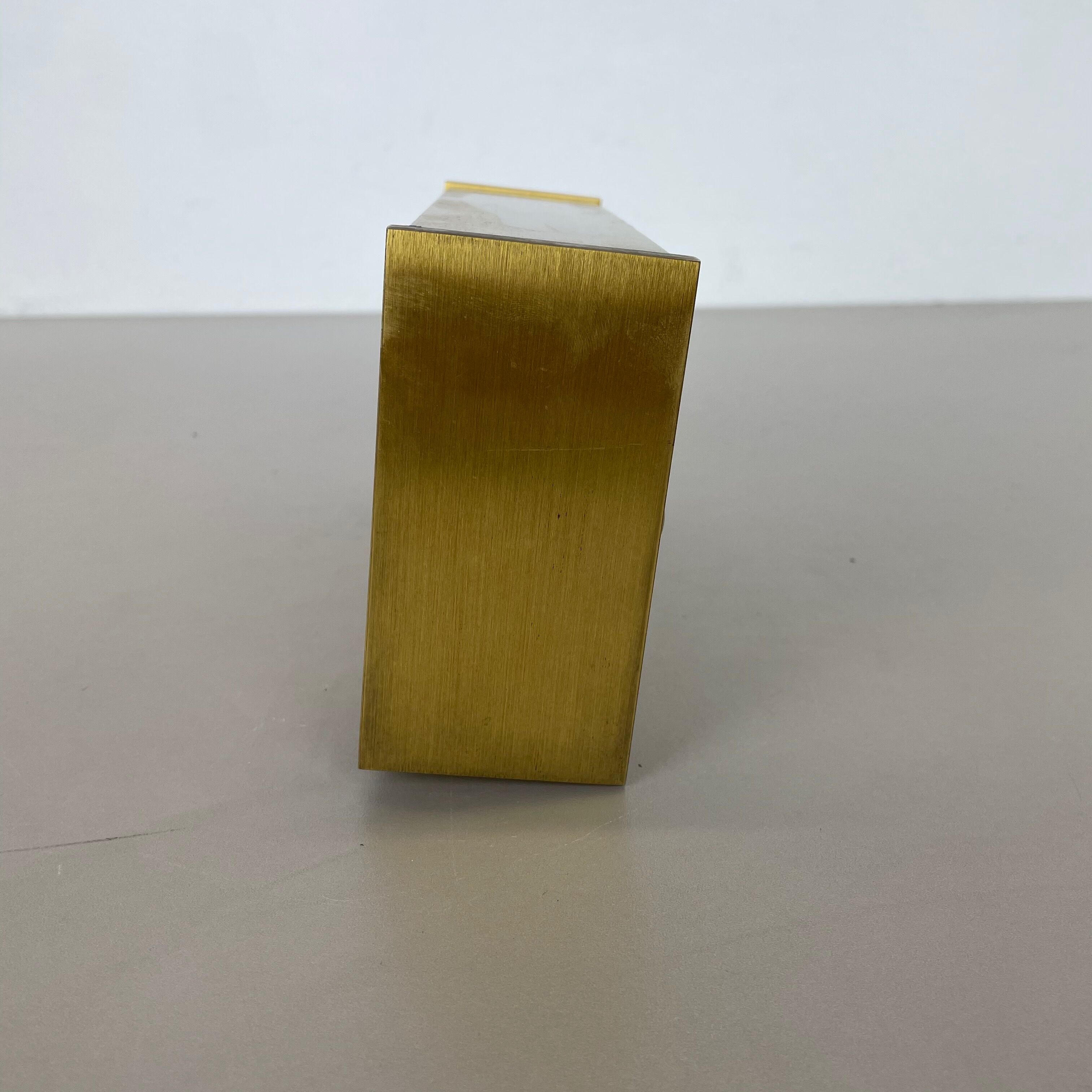 Vintage 1960s solid brass table clock Hollywood Regency Dugena, Switzerland