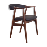 Fauteuil danois en teck et cuir par Th. Harlev pour Farstrup Møbler