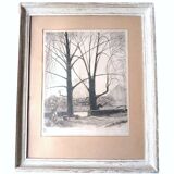 Paris Quai d'Orléans Etching Signed Jean Jules Dufour 1889 1973