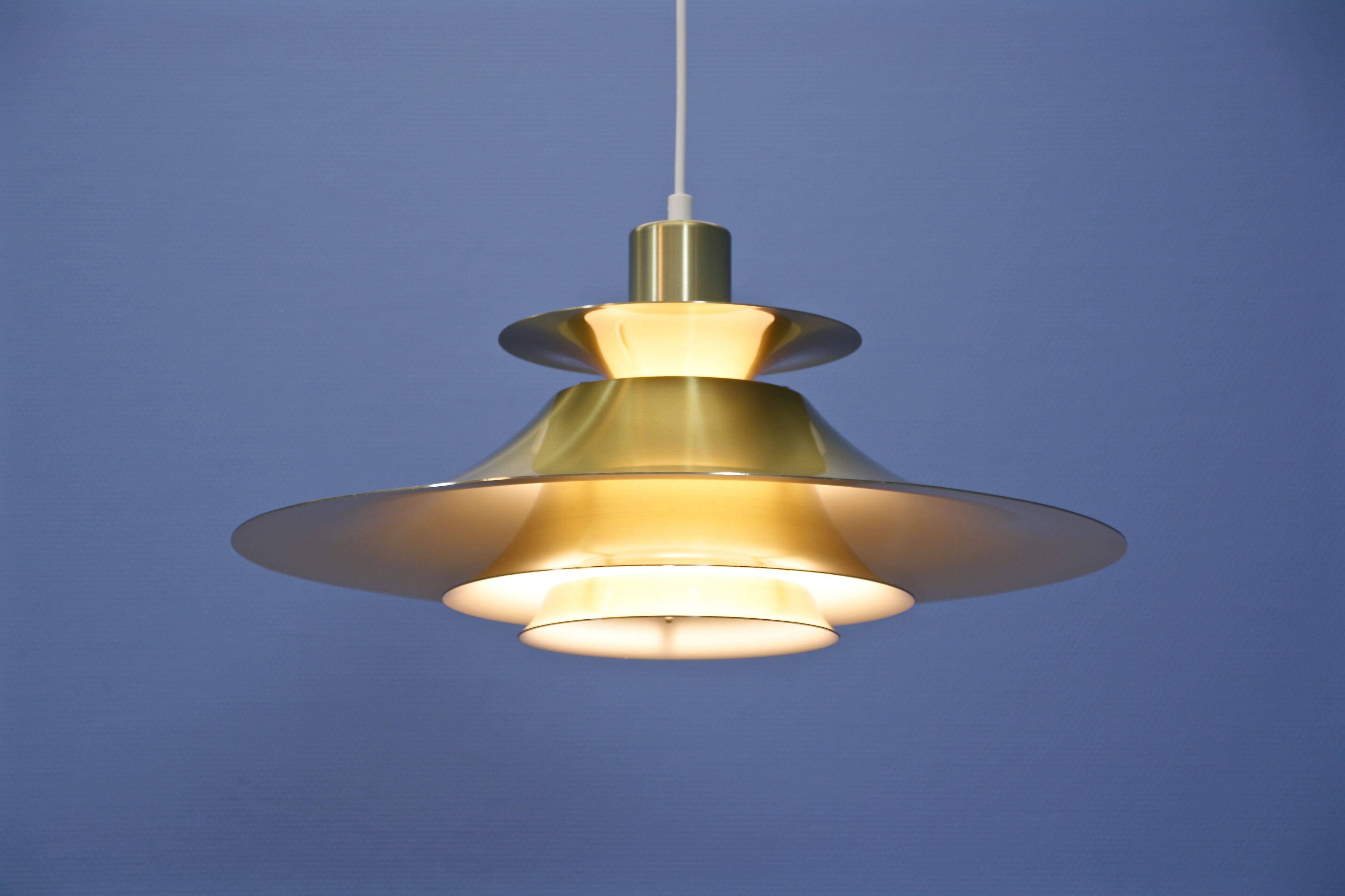 Danish hanging lamp in brass-coated aluminium, 1970s