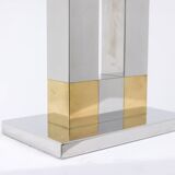 Geometric lamp in silver and gold metal. 1970s.