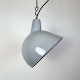 Industrial Grey Enamel Factory Pendant Lamp, 1960s