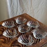 7 vintage shell-shaped bowls in Pyrex glass from France