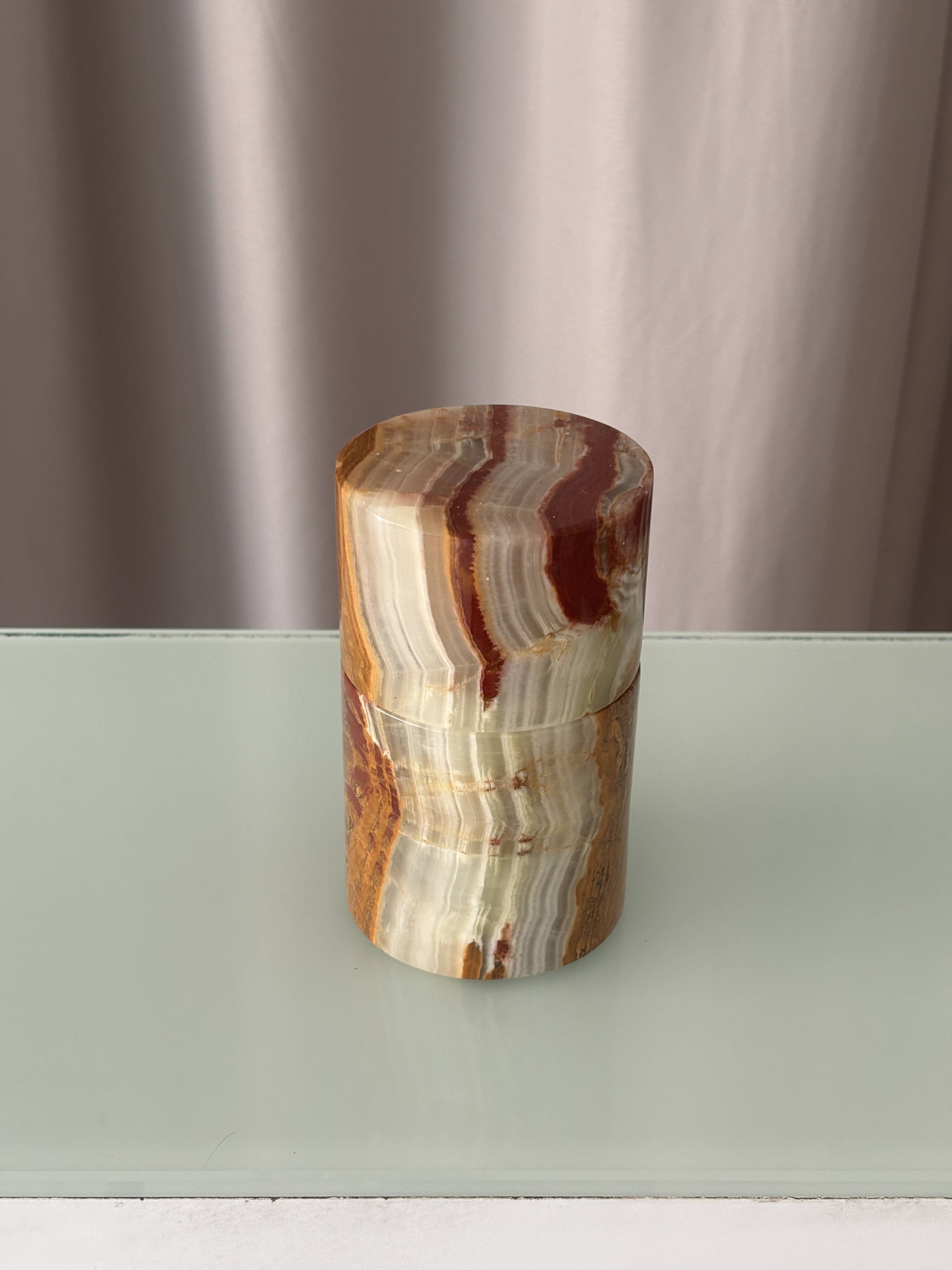 Vintage Hand-Carved Onyx Vessel | Cachepot | Sculptural Stone Bowl