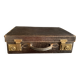 Small black grained leather travel suitcase from the 1920s