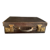 Valise de voyage en cuir grainé noir, années 1920