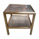 Table d'appoint metal doré et verre fumé