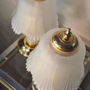 paire de lampe de chevet, verre  moulé et laiton 1970