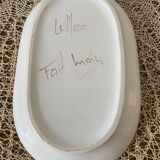Ceramic pocket tray or tray with enameled relief decoration. Signed Le Mao (above and below)