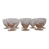 Set of 8 old glasses on foot chiseled decoration