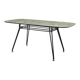 Table à manger italienne avec base en métal et plateau en verre et laiton, années 1950.