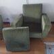 Pair of vintage green velvet armchairs from 1960 with metal legs