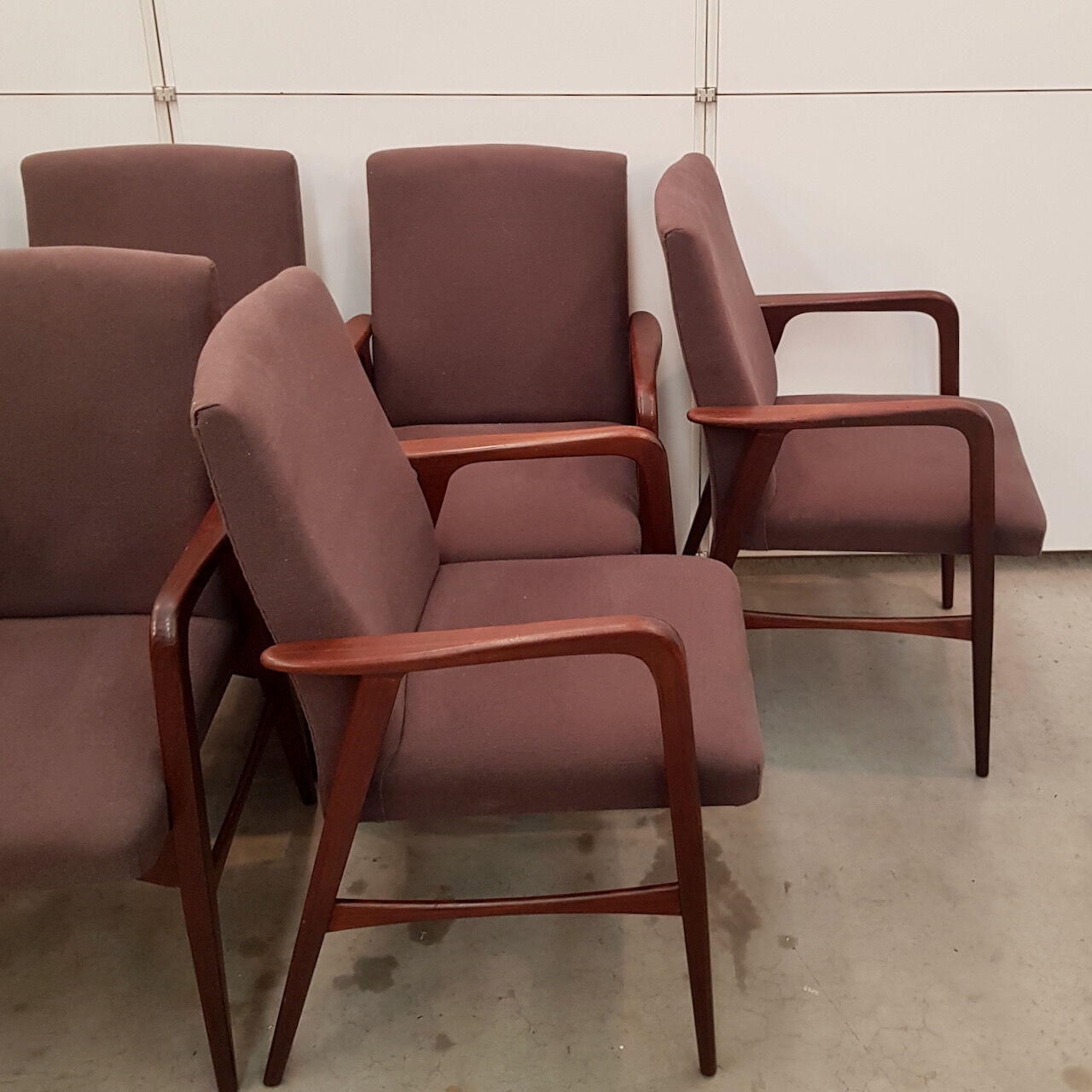 Set of 8 Danish teak armchairs