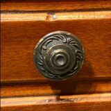 Telephone chair in wood and mustard fabric