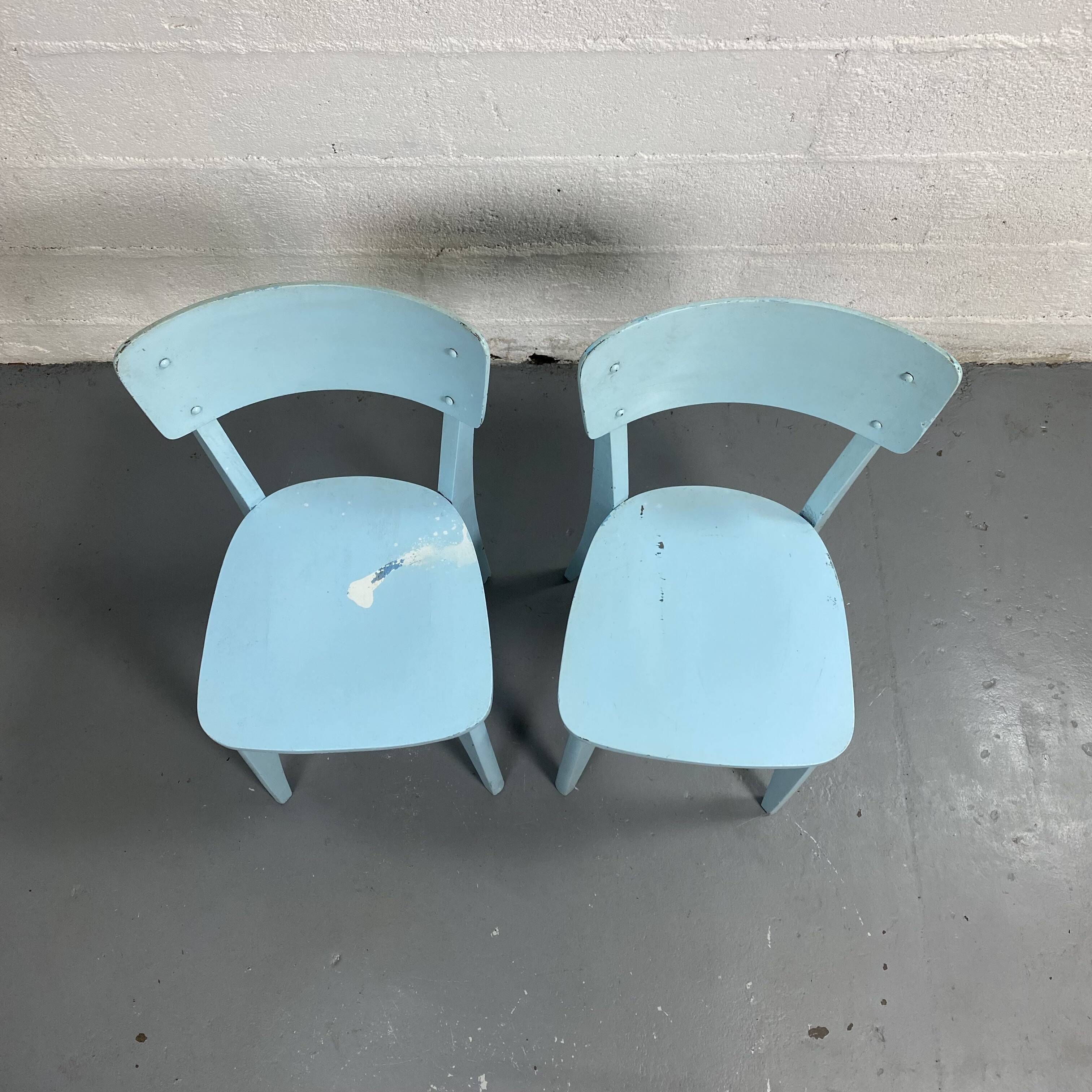 Paire de chaises bistro bleues