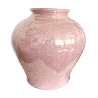 Vase en céramique irisée rose