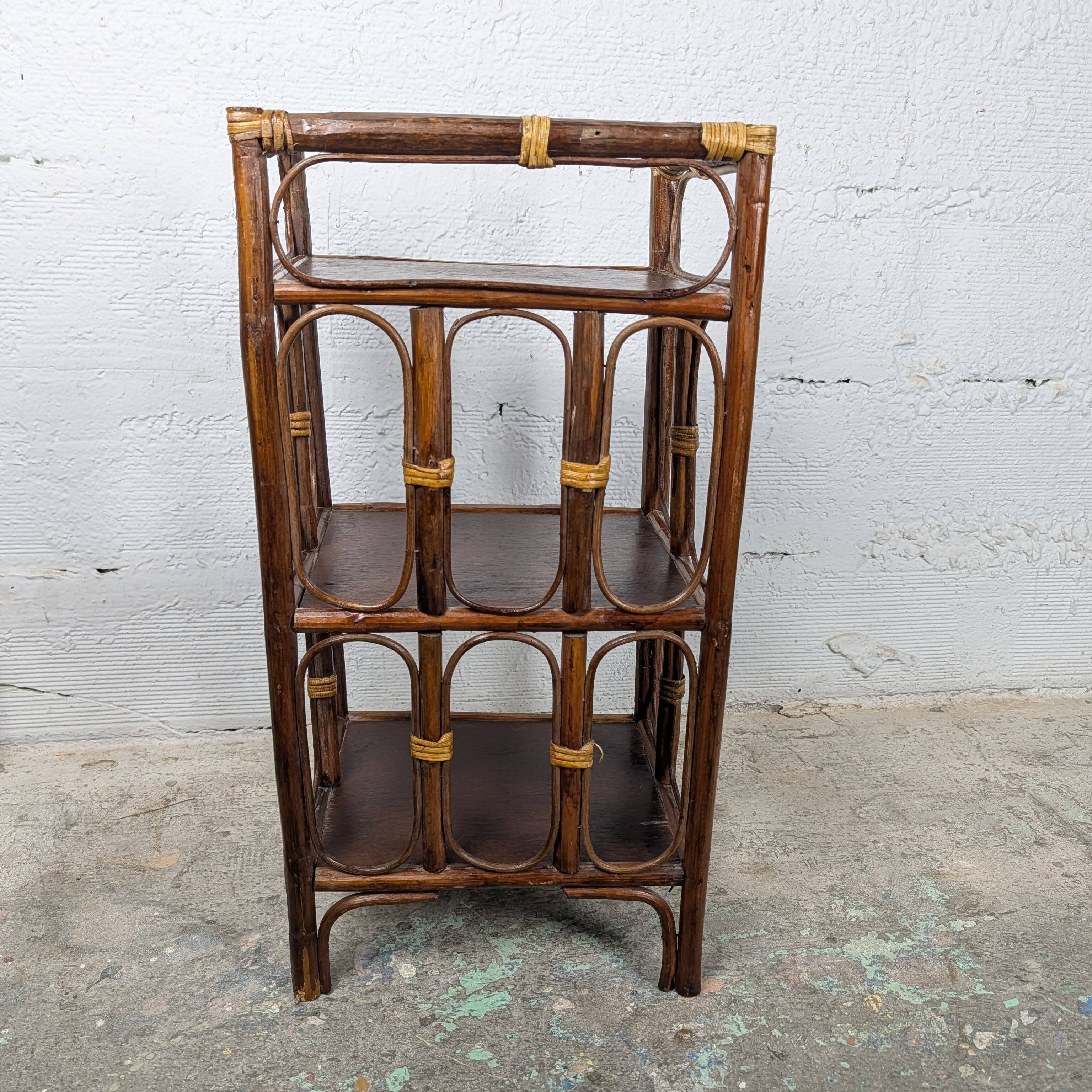 Small rattan and wood shelf