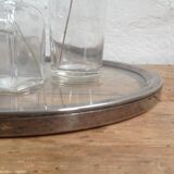 Glass and silver metal tray