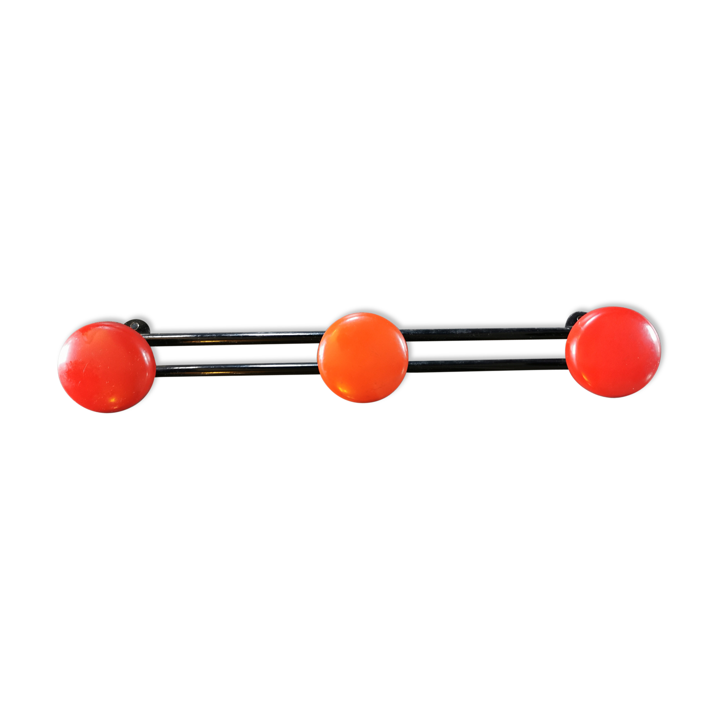 Vintage metal coat rack 3 red and black pathers