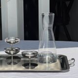 Classic silver tray with pearl stripe frieze