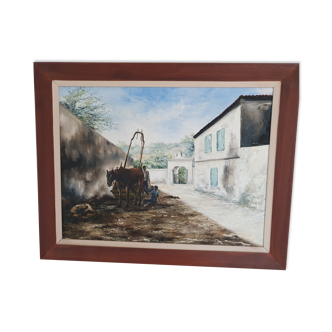 Oil on canvas farm scene
