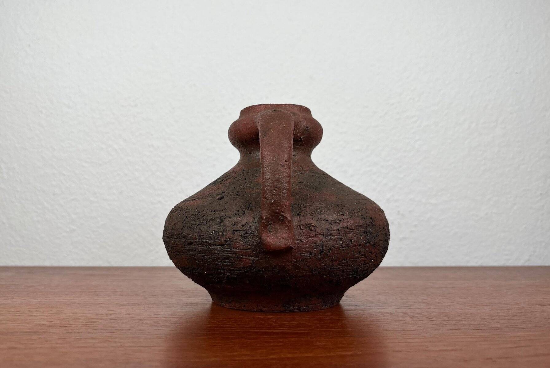 Carafe vase by German studio pottery, brutalist vintage by Gerhard Liebenthron, 1974.
