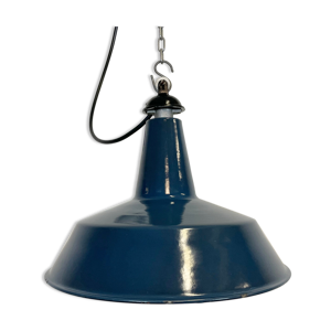 Suspension industrielle émail bleu, années 1960