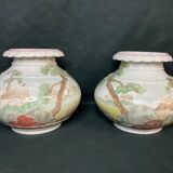 Pair of porcelain ball vases with cottage decor, late 19th century