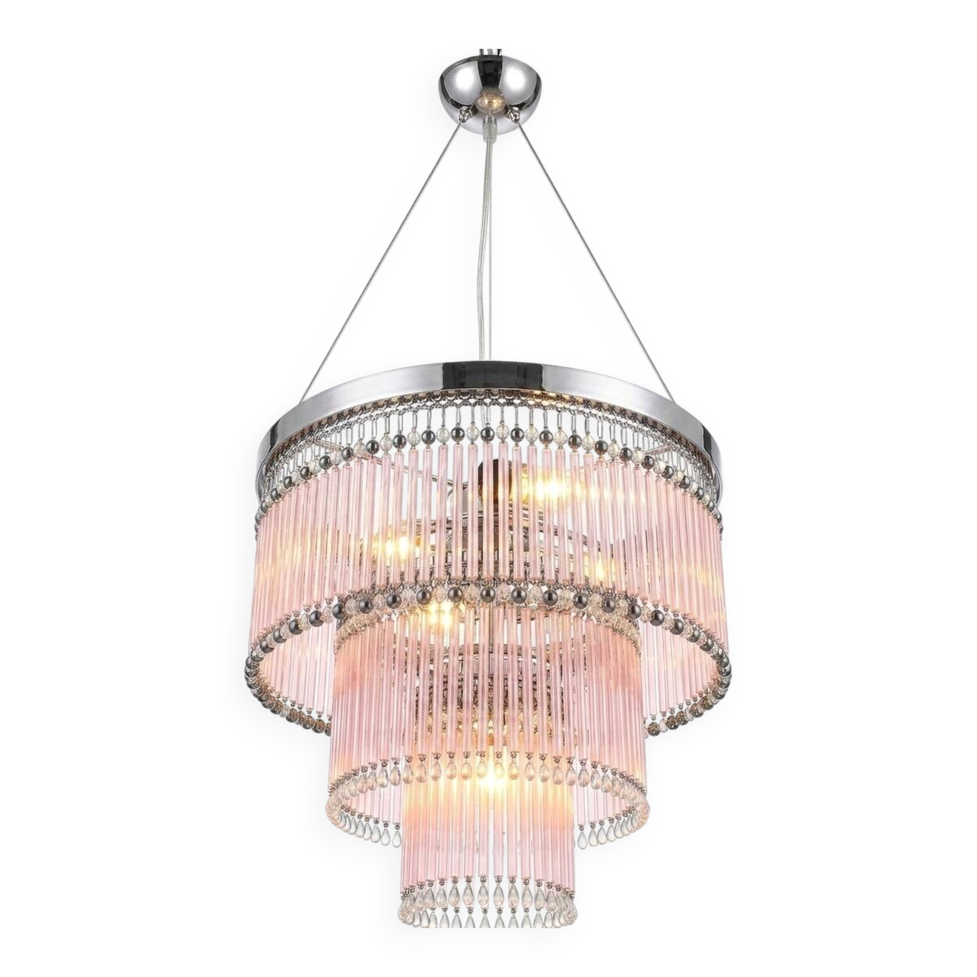 Lampadario a cannucce in vetro di Murano soffiate e fatte a mano