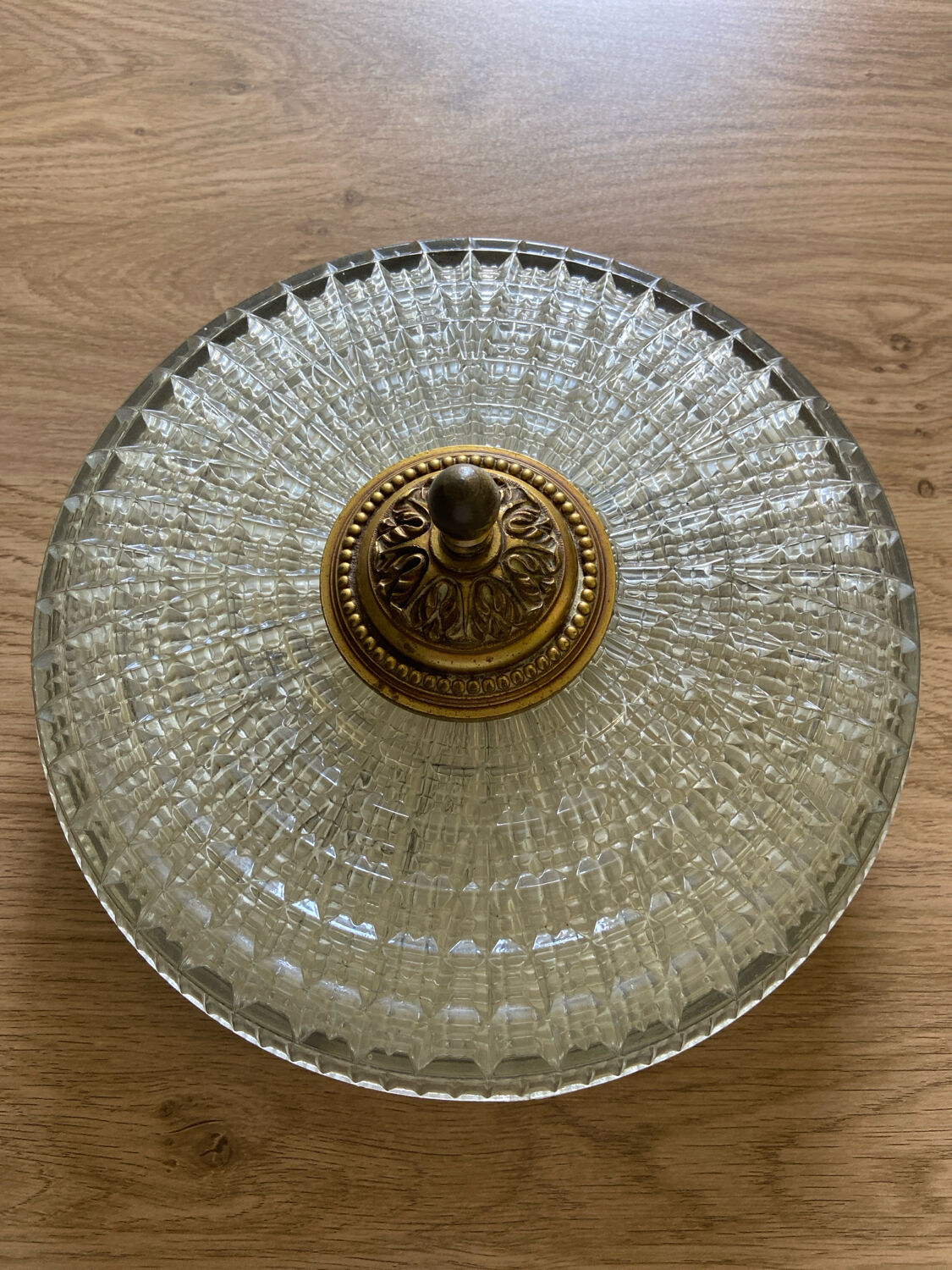 Brass and glass ceiling light