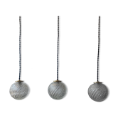 Lot 3 vintage suspension lamps in molded glass
