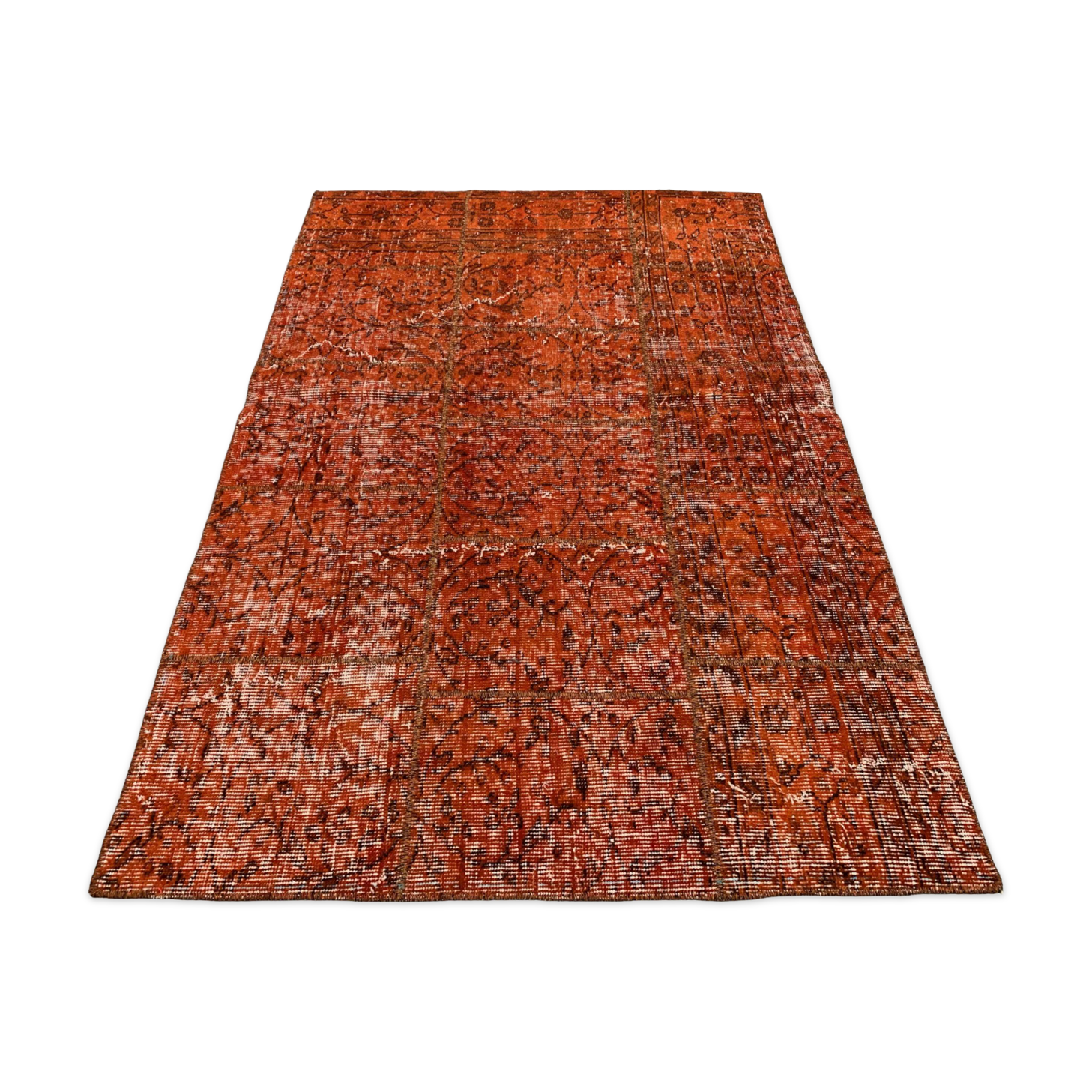 Distressed vintage turkish patchwork rug 150x100 cm wool medium