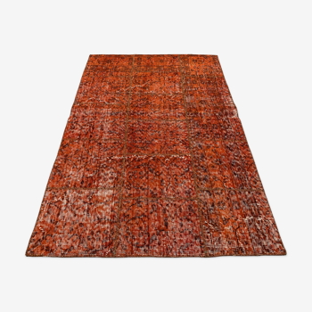 Distressed vintage turkish patchwork rug 150x100 cm wool medium