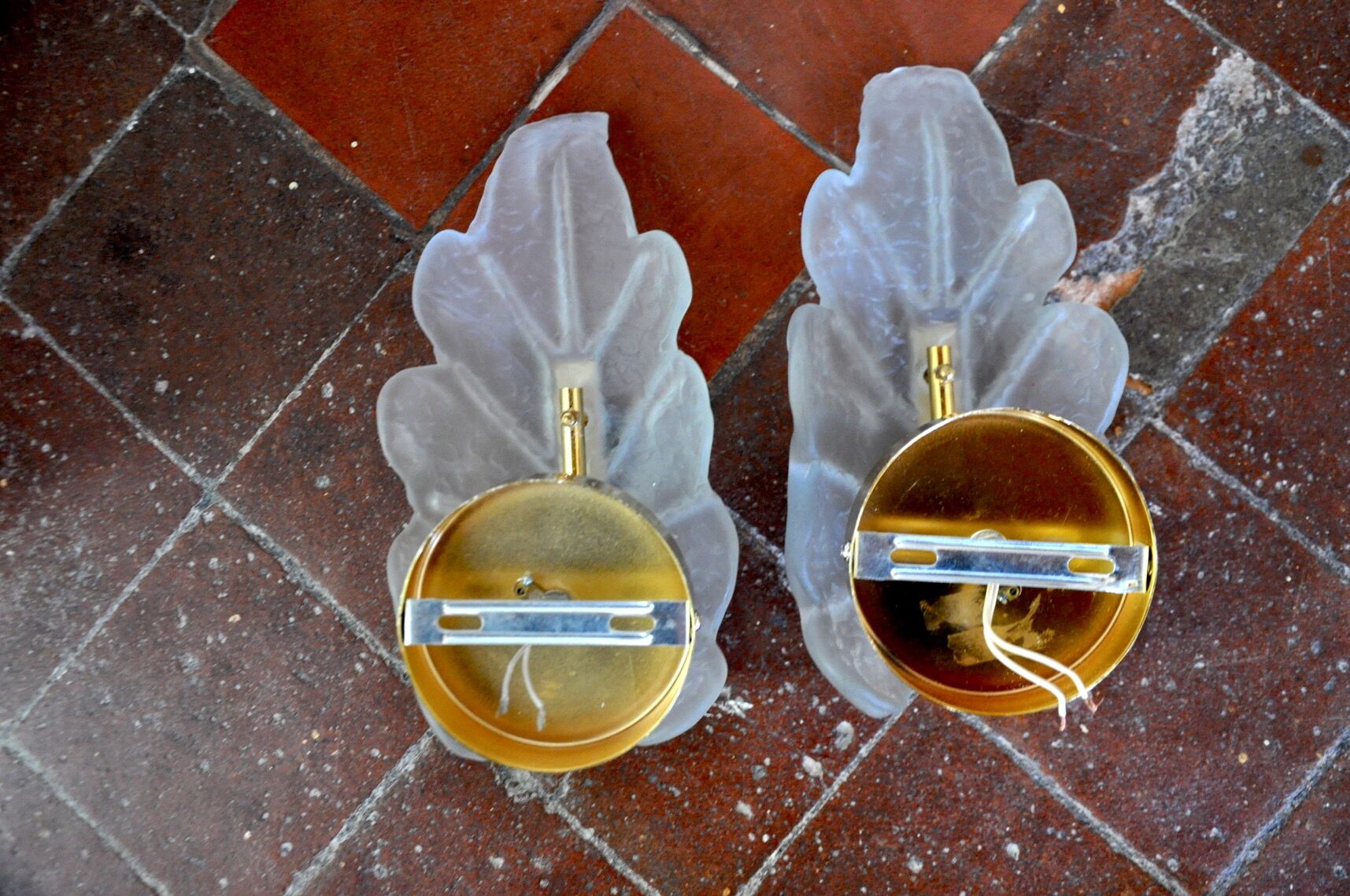 Pair of "leaf" wall lamps by Carl Fagerlund, Murano glass, Germany, 1970