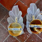Pair of "leaf" wall lamps by Carl Fagerlund, Murano glass, Germany, 1970