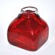 DESIGN square vase in red lined blown glass 11cm dlg Whitefriars