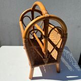 Wicker and bamboo magazine holder