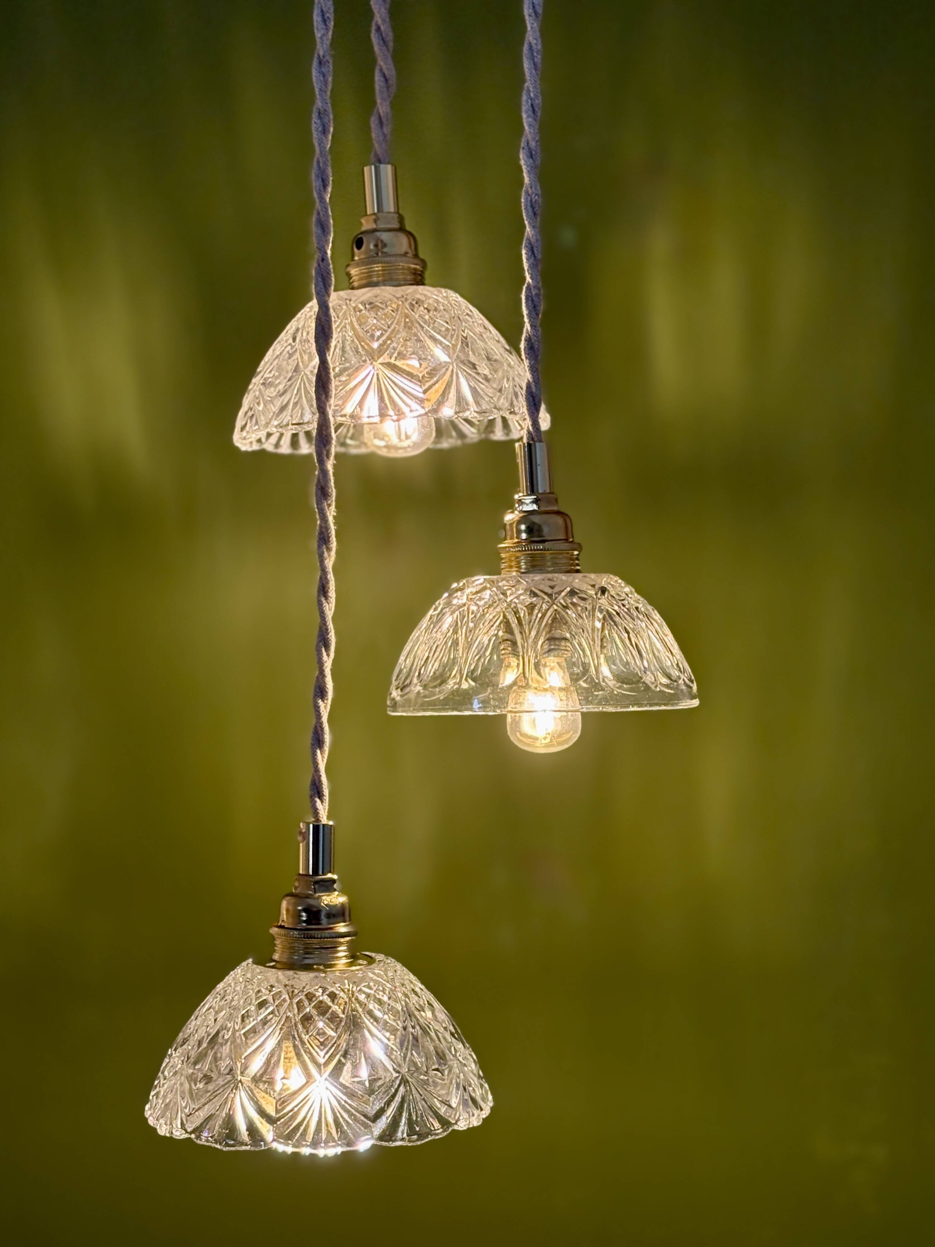 Vintage triple suspension lampshade in cut glass - tableware collection