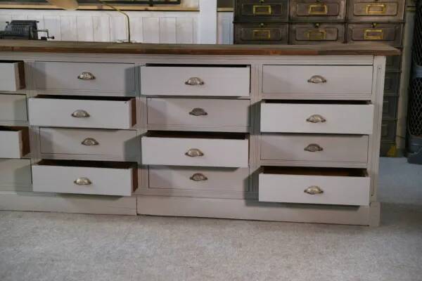 Large gray 24-drawer craft cabinet from the 1950s