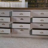 Large gray 24-drawer craft cabinet from the 1950s