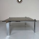 Smoked glass and chrome steel coffee table, Italian design from the 70s